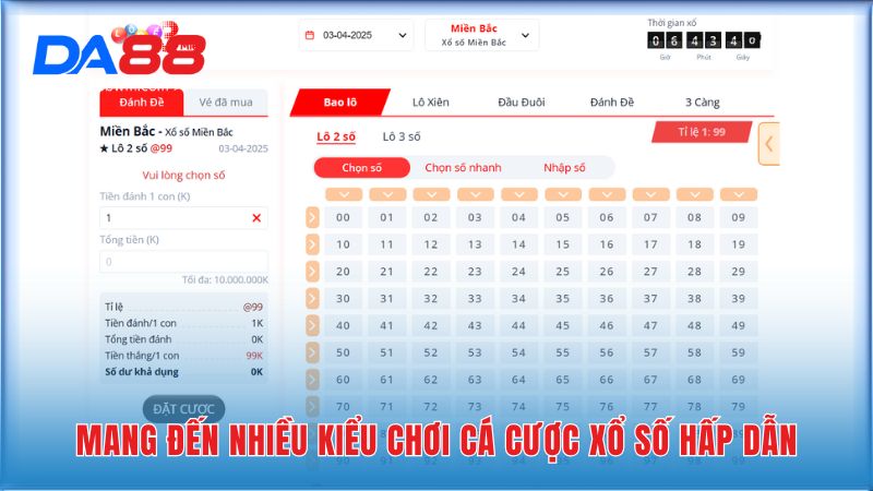 Mang đến nhiều kiểu chơi cá cược xổ số hấp dẫn
