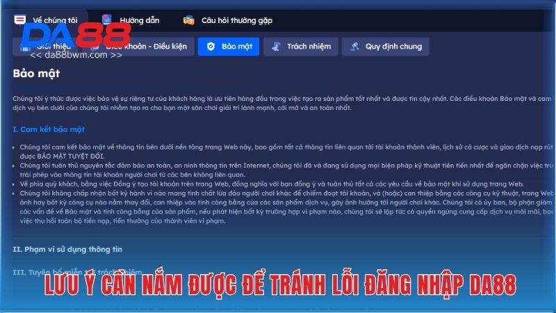 Nắm được lỗi đăng nhập DA88 và cách khắc phục để có thể truy cập nhanh chóng