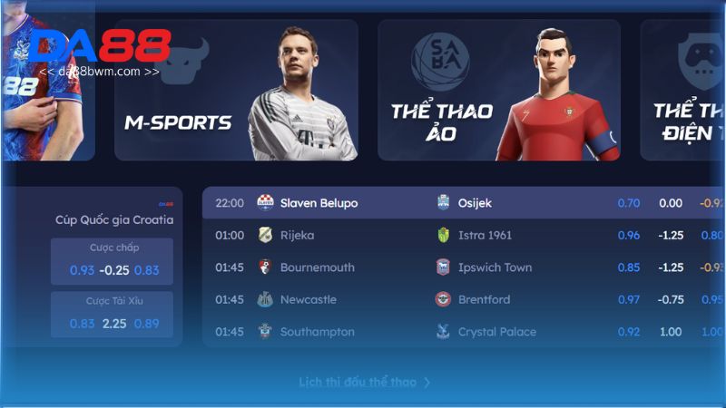 Quy định đặt cược tại thể thao Da88