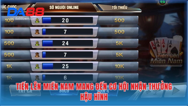 Tiến Lên Miền Nam mang đến cơ hội nhận thưởng hậu hĩnh